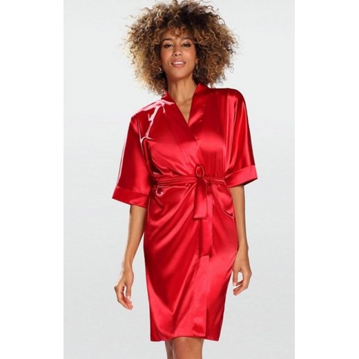 Dkaren satynowy szlafrok damski red ze sklepu intimiti.pl w kategorii Szlafroki damskie - zdjęcie 187899066