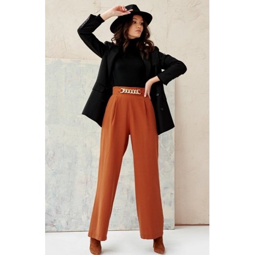 Szerokie spodnie plazzo rude 0011 ze sklepu intimiti.pl w kategorii Spodnie damskie - zdjęcie 187899388