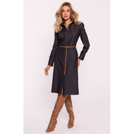 Moe sukienka o fasonie koszulowym grafitowa M804 ze sklepu intimiti.pl w kategorii Sukienki - zdjęcie 187899946
