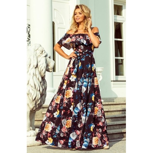 Numoco 194-3 długa suknia z hiszpańskim dekoltem ze sklepu intimiti.pl w kategorii Sukienki - zdjęcie 187900217