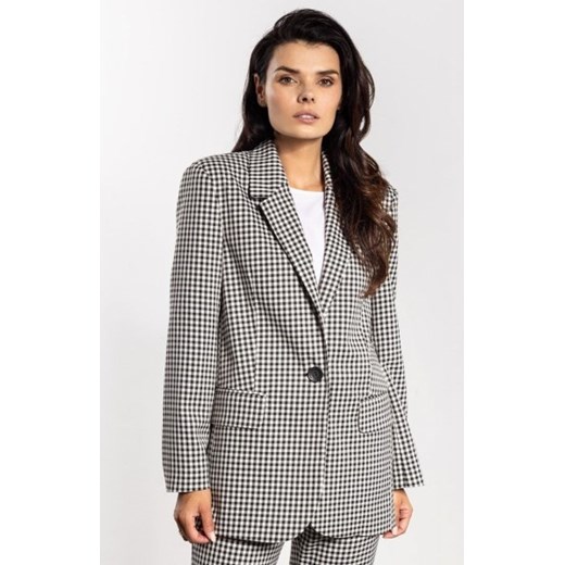 Marynarka damska w kratę o luźnym kroju w pepitkę A749 ze sklepu intimiti.pl w kategorii Marynarki damskie - zdjęcie 187900399