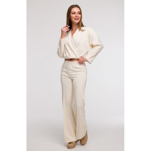 Bewear B296 spodnie dresowe z przeszyciami waniliowe ze sklepu intimiti.pl w kategorii Spodnie damskie - zdjęcie 187900556