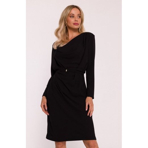 Stylove S428 sukienka z drapowanym dekoltem czarna ze sklepu intimiti.pl w kategorii Sukienki - zdjęcie 187900708