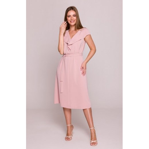 Stylove S411 sukienka z żabotem pudrowa ze sklepu intimiti.pl w kategorii Sukienki - zdjęcie 187900709