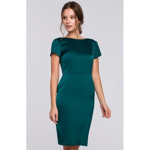 Makover K041 sukienka z dekoltem typu woda z tyłu zielona ze sklepu intimiti.pl w kategorii Sukienki - zdjęcie 187900805