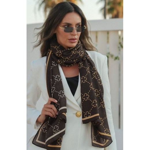 Kamea szal z wiskozy Lucky Clover brązowy ze sklepu intimiti.pl w kategorii Szaliki i chusty damskie - zdjęcie 187901236