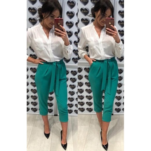 Eleganckie spodnie zielone 7/8 ze sklepu intimiti.pl w kategorii Spodnie damskie - zdjęcie 187901285
