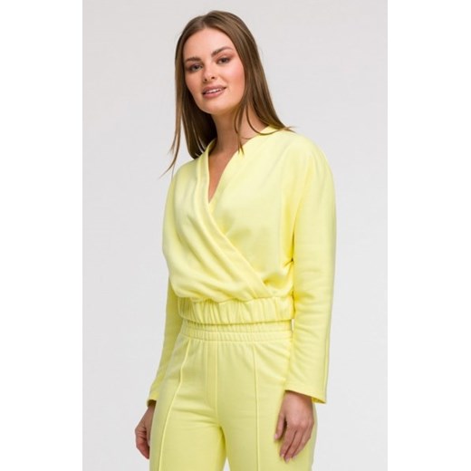 Bewear B292 bluza z kopertowym dekoltem cytrynowa ze sklepu intimiti.pl w kategorii Bluzy damskie - zdjęcie 187902018