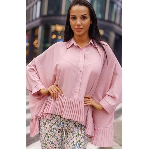 Oversizowa koszula z plisowaniem pudrowa ze sklepu intimiti.pl w kategorii Koszule damskie - zdjęcie 187902187