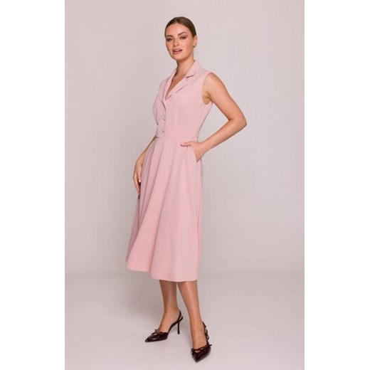 Stylove S409 sukienka z rozpinanym dekoltem pudrowa ze sklepu intimiti.pl w kategorii Sukienki - zdjęcie 187902449