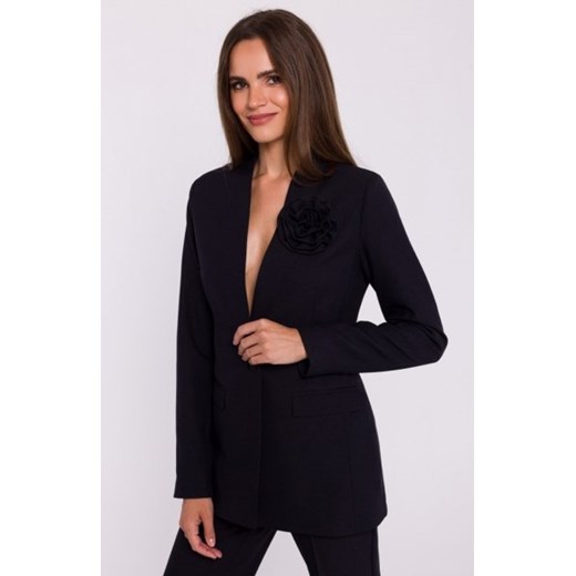 Stylove S370 marynarka z kwiatkiem czarna ze sklepu intimiti.pl w kategorii Marynarki damskie - zdjęcie 187902507