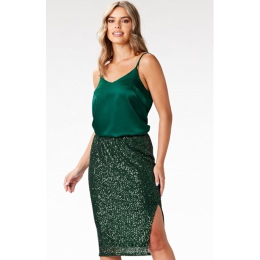 Awama A692 cekinowa midi spódnica zielona ze sklepu intimiti.pl w kategorii Spódnice - zdjęcie 187902696
