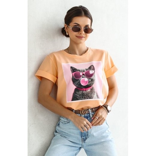 T-shirt kotek okulary brzoskwinka ze sklepu intimiti.pl w kategorii Bluzki damskie - zdjęcie 187902966