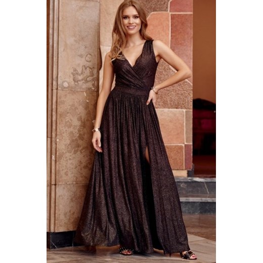 Wieczorowa sukienka z brokatem złotym 224 ze sklepu intimiti.pl w kategorii Sukienki - zdjęcie 187902998