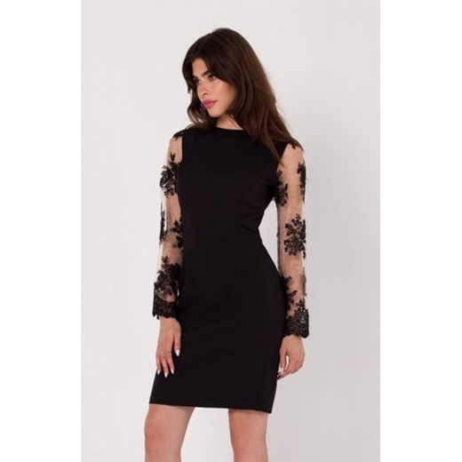 Makover sukienka z rękawami z gipiury czarna K182 ze sklepu intimiti.pl w kategorii Sukienki - zdjęcie 187903026