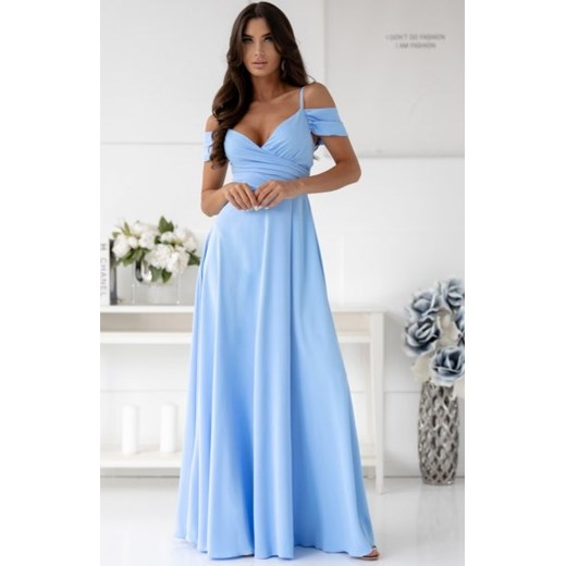 Duet Valentina długa sukienka gładka błękitna ze sklepu intimiti.pl w kategorii Sukienki - zdjęcie 187903029