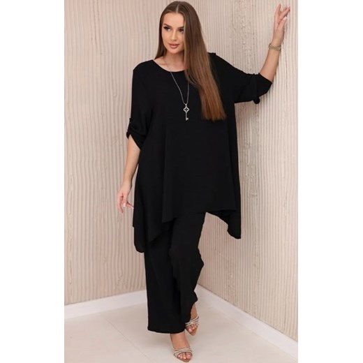 Komplet spodnie i bluzka z wisiorkiem czarny ze sklepu intimiti.pl w kategorii Komplety i garnitury damskie - zdjęcie 187903156
