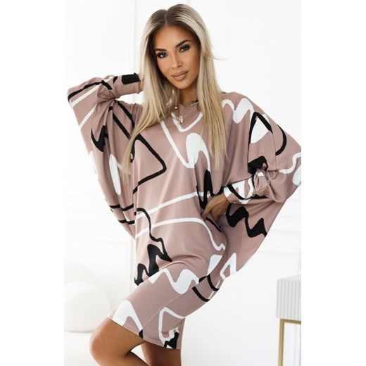 Numoco 402-8 sweterkowa wygodna sukienka nietoperz z dekoltem ze sklepu intimiti.pl w kategorii Sukienki - zdjęcie 187903207