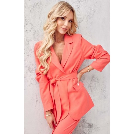 Wiązany żakiet damski pomarańczowy 0004 ze sklepu intimiti.pl w kategorii Marynarki damskie - zdjęcie 187903345