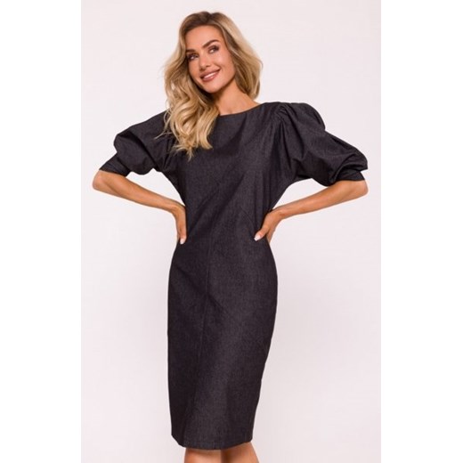 Moe sukienka z przeszyciami grafitowa M803 ze sklepu intimiti.pl w kategorii Sukienki - zdjęcie 187903375
