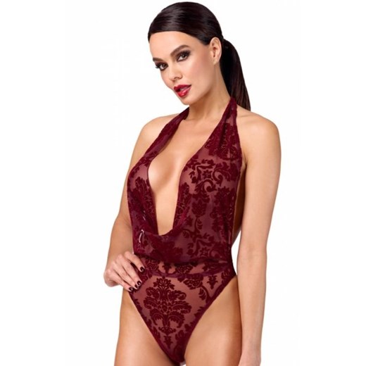 Bordowe Kink Royal body damskie welurowo koronkowe ze sklepu intimiti.pl w kategorii Body damskie - zdjęcie 187903638