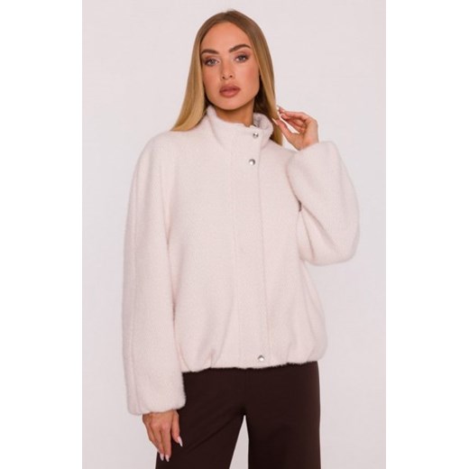Moe kurtka z płaszczowej dzianiny beżowa M885 ze sklepu intimiti.pl w kategorii Płaszcze damskie - zdjęcie 187903816