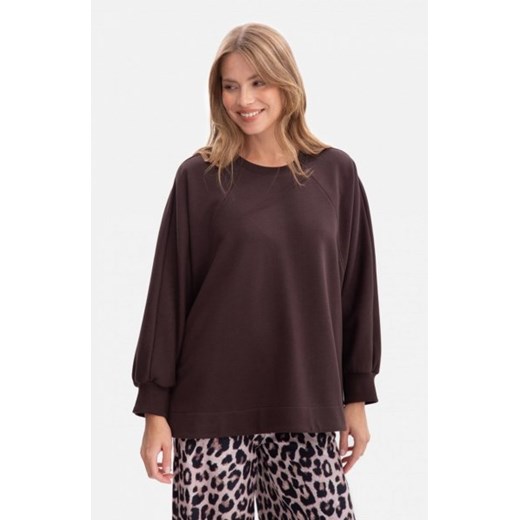 Bewear B306 bluza oversize z rozcięciami ciemny brąz ze sklepu intimiti.pl w kategorii Bluzy damskie - zdjęcie 187903896