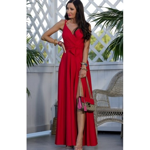 Elizabeth Paris długa gładka sukienka czerwona ze sklepu intimiti.pl w kategorii Sukienki - zdjęcie 187903925