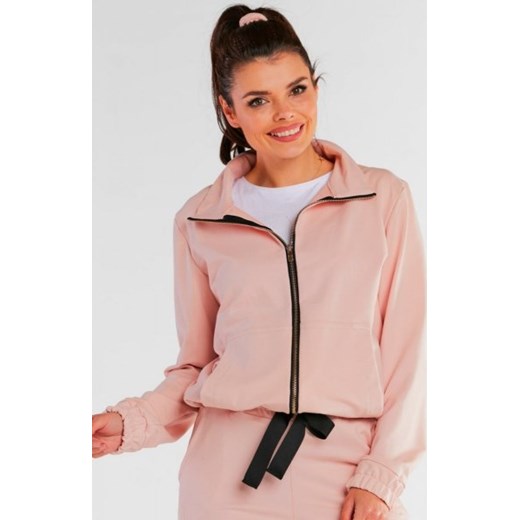 Oversizowa pudrowa bluza z kapturem M246 ze sklepu intimiti.pl w kategorii Bluzy damskie - zdjęcie 187904009