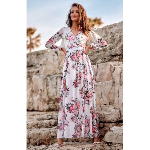 Długa sukienka w kwiaty 0219/D12 ze sklepu intimiti.pl w kategorii Sukienki - zdjęcie 187904165