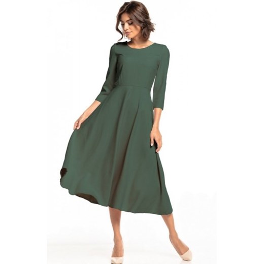Tessita T327 midi rozkloszowana sukienka khaki ze sklepu intimiti.pl w kategorii Sukienki - zdjęcie 187904259
