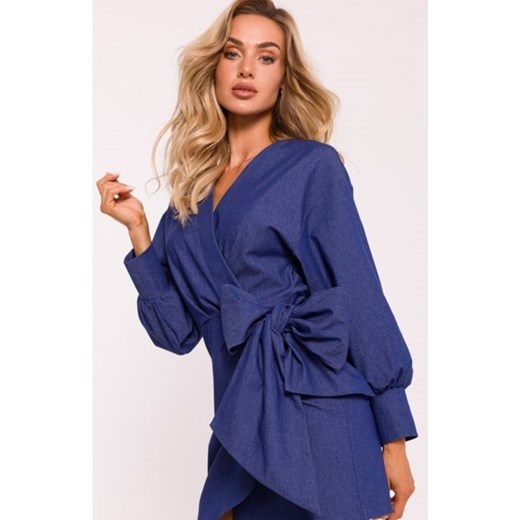 Moe sukienka mini z wiązaniem niebieska M802 ze sklepu intimiti.pl w kategorii Sukienki - zdjęcie 187904407