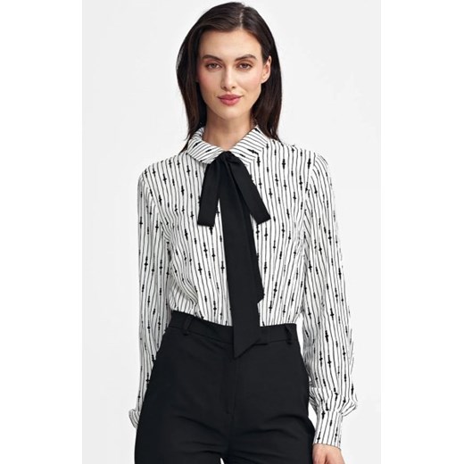 Bluzka z szafrą pod szyją wzór koralik ecru ze sklepu intimiti.pl w kategorii Koszule damskie - zdjęcie 187904435