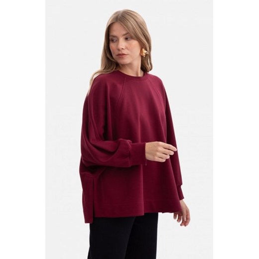 Bewear B306 bluza oversize z rozcięciami burgundowa ze sklepu intimiti.pl w kategorii Bluzy damskie - zdjęcie 187904539