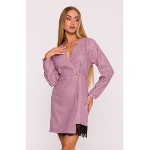 Moe sukienka tweedowa z koronką marsala M871 ze sklepu intimiti.pl w kategorii Sukienki - zdjęcie 187904718