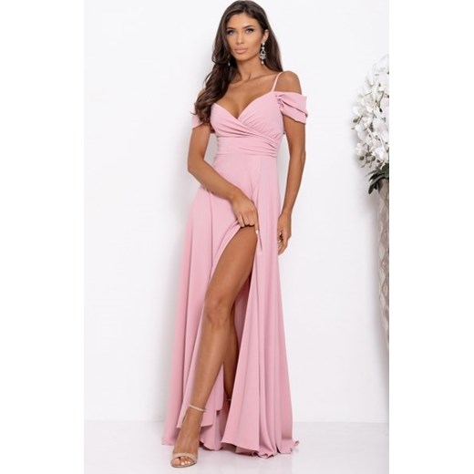 Duet Valentina długa sukienka gładka brudny róż ze sklepu intimiti.pl w kategorii Sukienki - zdjęcie 187904826