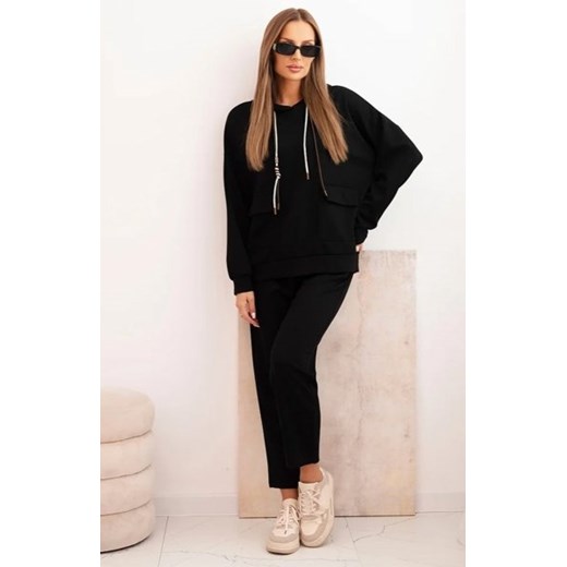 Dresowy komplet damski masełko bluza z kapturem i spodniami czarny ze sklepu intimiti.pl w kategorii Dresy damskie - zdjęcie 187905089