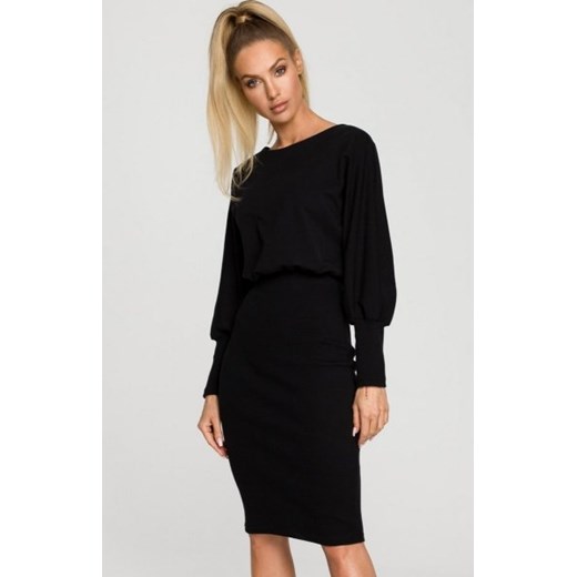 Czarna sukienka z dopasowanym dołem M690 ze sklepu intimiti.pl w kategorii Sukienki - zdjęcie 187905179