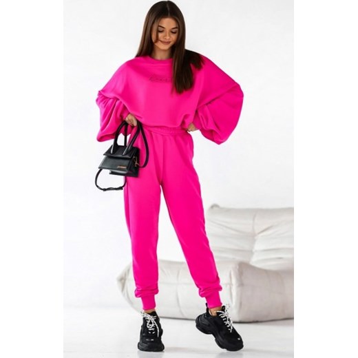 Dres Heart – oversizowa bluza i spodnie z szeroką gumą w pasie fuksja ze sklepu intimiti.pl w kategorii Dresy damskie - zdjęcie 187905508