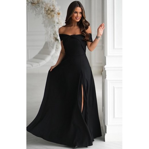 Połyskująca długa sukienka z hiszpańskim dekoltem czarna ze sklepu intimiti.pl w kategorii Sukienki - zdjęcie 187905568