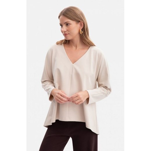 Bewear B304 bluzka dzianinowa z dekoltem V piaskowa ze sklepu intimiti.pl w kategorii Bluzki damskie - zdjęcie 187905798