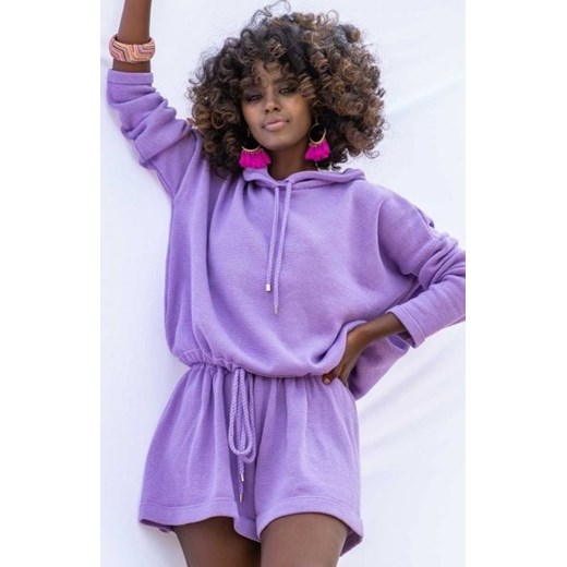 *Oversizowa bluza z kapturem fioletowa F1250 ze sklepu intimiti.pl w kategorii Bluzy damskie - zdjęcie 187905955