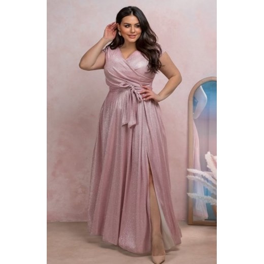 Duet Amanda długa sukienka plus size brudny róż lux ze sklepu intimiti.pl w kategorii Sukienki - zdjęcie 187906395