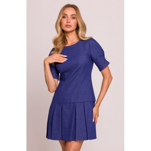 Moe sukienka z plisowanym dołem niebieska M842 ze sklepu intimiti.pl w kategorii Sukienki - zdjęcie 187906426