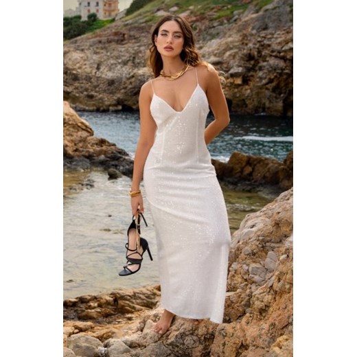 Awama A697 welurowa sukienka maxi z cekinami ze sklepu intimiti.pl w kategorii Sukienki - zdjęcie 187906705