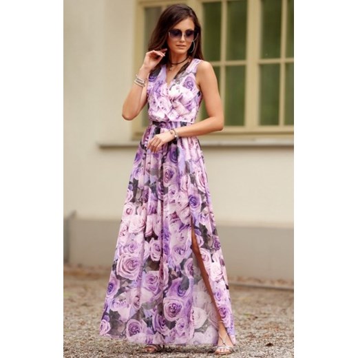 Szyfonowa długa sukienka letnia kolorowa 0209 R57 ze sklepu intimiti.pl w kategorii Sukienki - zdjęcie 187906809