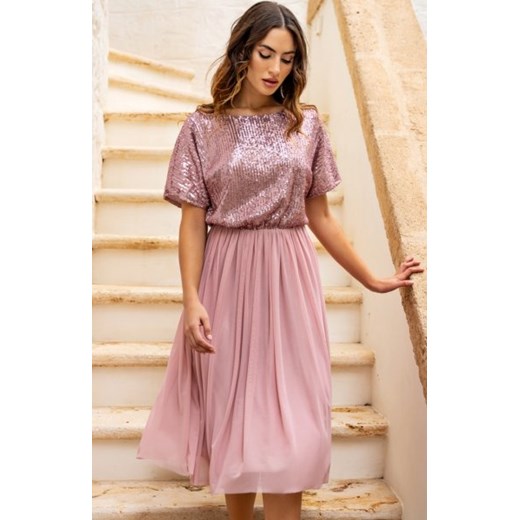 Awama A689 rozkloszowana sukienka z cekinami ze sklepu intimiti.pl w kategorii Sukienki - zdjęcie 187906819