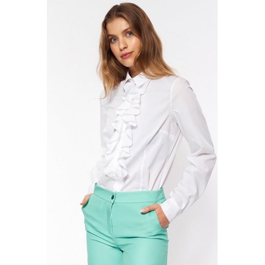 Nife biała koszula z żabotem ze sklepu intimiti.pl w kategorii Koszule damskie - zdjęcie 187906908