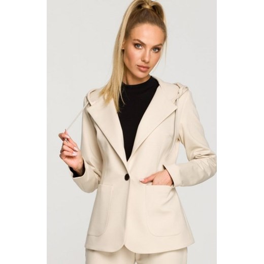 Moe sportowy żakiet damski z kapturem ecru M691 ze sklepu intimiti.pl w kategorii Marynarki damskie - zdjęcie 187907175
