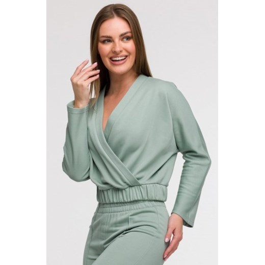 Bewear B292 bluza z kopertowym dekoltem miętowa ze sklepu intimiti.pl w kategorii Bluzy damskie - zdjęcie 187907306